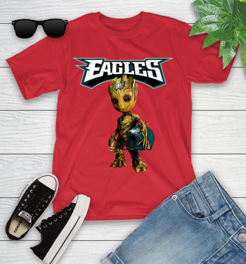 Philadelphia Eagles NFL Football Groot Marvel Guardians Of The Galaxy Youth T-Shirt 10
