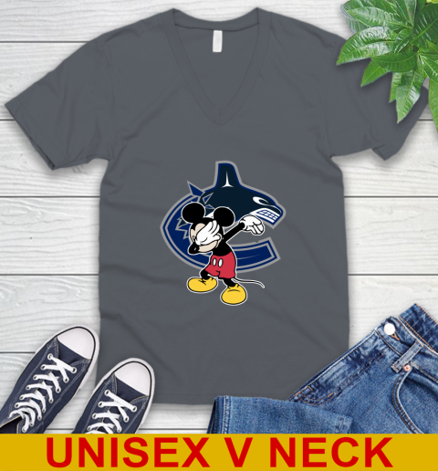 Vancouver Canucks NHL Hockey Dabbing Mickey Disney Sports V-Neck T-Shirt 5