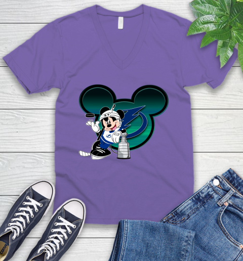 NHL Tampa Bay Lightning Stanley Cup Mickey Mouse Disney Hockey T Shirt V-Neck T-Shirt 10