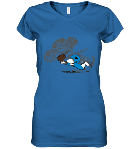 spsh carolina panthers snoopy plays the football game women v neck t shirt 39 front royal