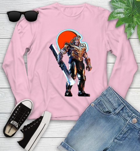 NFL Thanos Gauntlet Avengers Endgame Football Cleveland Browns Youth Long Sleeve 10