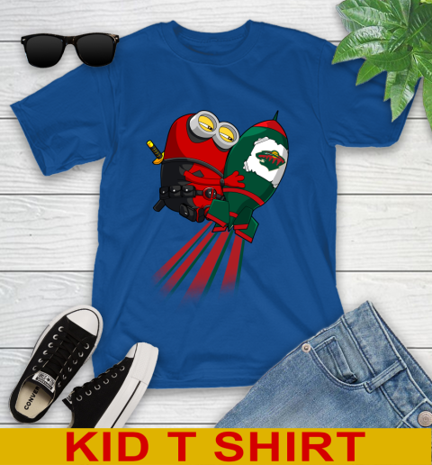 NHL Hockey Minnesota Wild Deadpool Minion Marvel Shirt Youth T-Shirt 10