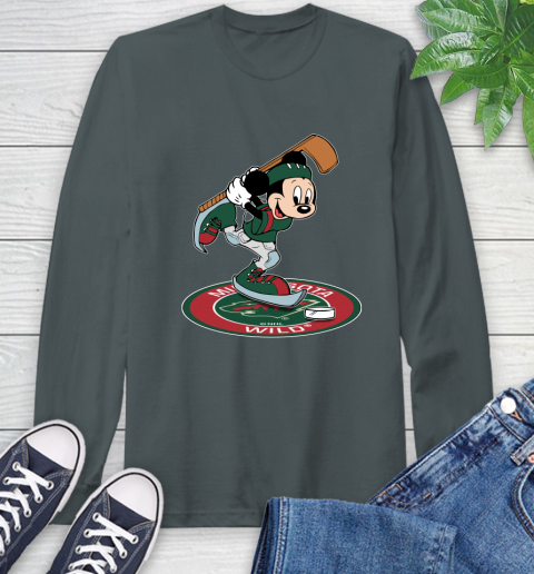 NHL Hockey Minnesota Wild Cheerful Mickey Disney Shirt Long Sleeve T-Shirt 7