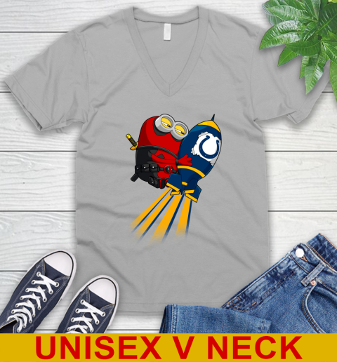 NFL Football Indianapolis Colts Deadpool Minion Marvel Shirt V-Neck T-Shirt 3