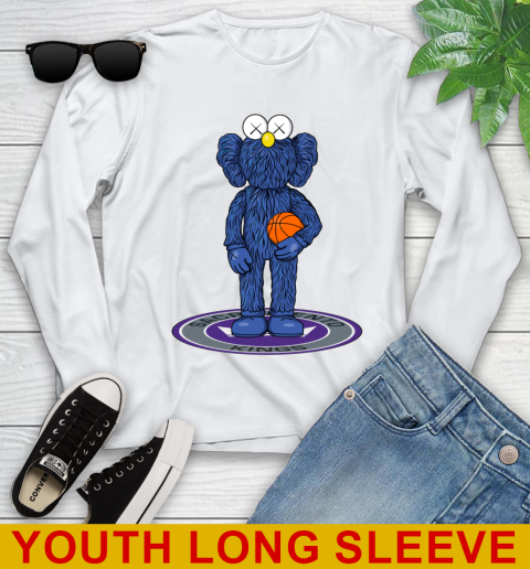 NBA Basketball Sacramento Kings Kaws Bff Blue Figure Shirt Youth Long Sleeve