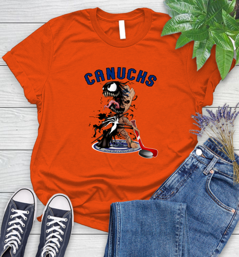 NHL Vancouver Canucks Hockey Venom Groot Guardians Of The Galaxy Women's T-Shirt 4