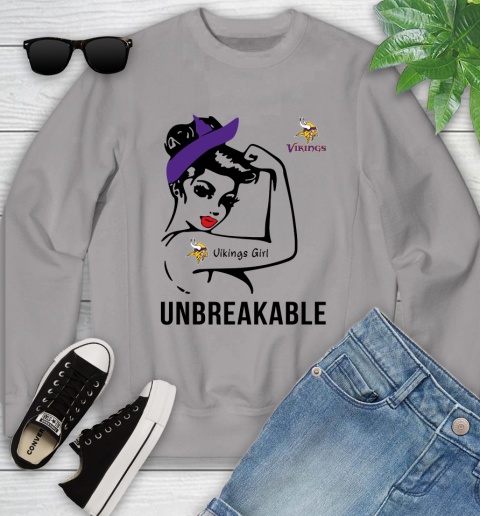 NFL Minnesota Vikings Girl Unbreakable Football Sports Youth Sweatshirt 2