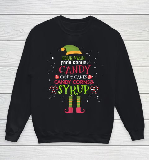 Four Main Food Groups Elf Buddy Christmas Pajama Youth Sweatshirt