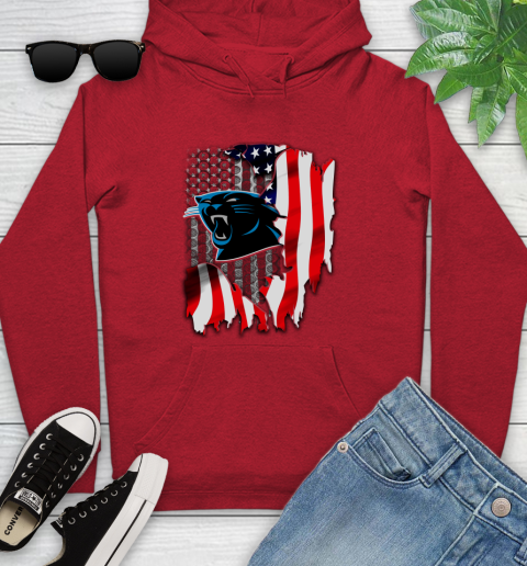 Carolina Panthers NFL Football American Flag Youth Hoodie 12