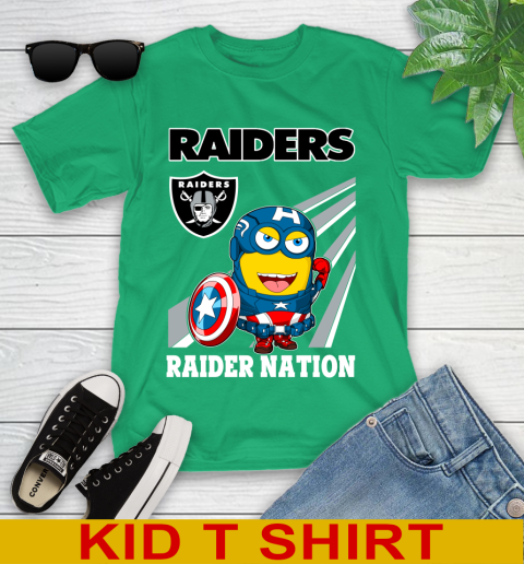 NFL Football Oakland Raiders Captain America Marvel Avengers Minion Shirt Youth T-Shirt 7
