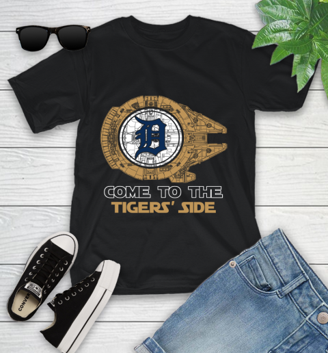 MLB Come To The Detroit Tigers Side Star Wars Baseball Sports Youth T-Shirt