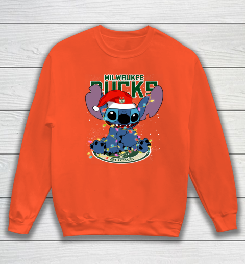 Milwaukee Bucks NBA noel stitch Basketball Christmas Sweatshirt 2