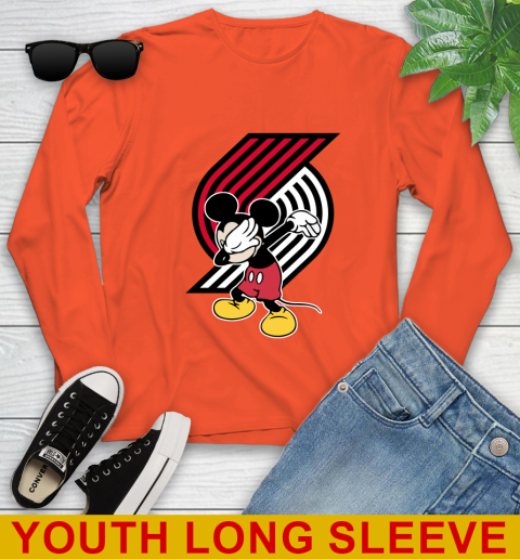Portland Trail Blazers NBA Basketball Dabbing Mickey Disney Sports Youth Long Sleeve 4