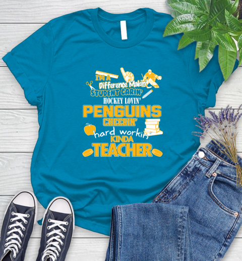 Pittsburgh Penguins NHL I'm A Difference Making Student Caring Hockey Loving Kinda Teacher Women's T-Shirt 10
