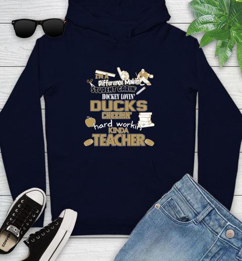 Anaheim Ducks NHL I'm A Difference Making Student Caring Hockey Loving Kinda Teacher Youth Hoodie 3