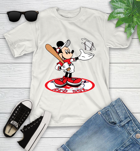 MLB Baseball Boston Red Sox Cheerful Mickey Disney Shirt Youth T-Shirt 2