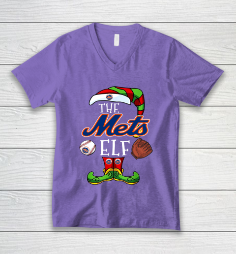 New York Mets Christmas ELF Funny MLB V-Neck T-Shirt 8