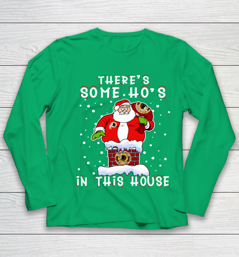 Washington Redskins Christmas There Is Some Hos In This House Santa Stuck In The Chimney NFL Youth Long Sleeve 4