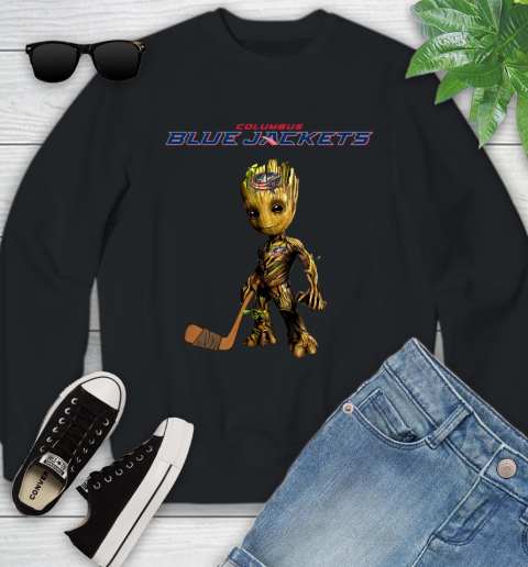 Columbus Blue Jackets NHL Hockey Groot Marvel Guardians Of The Galaxy Youth Sweatshirt 2