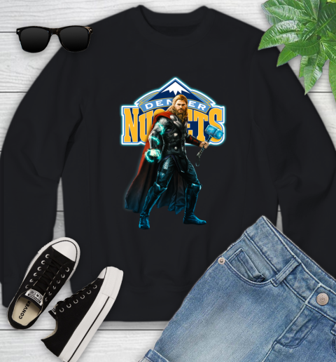 NBA Thor Avengers Endgame Basketball Denver Nuggets Youth Sweatshirt 2