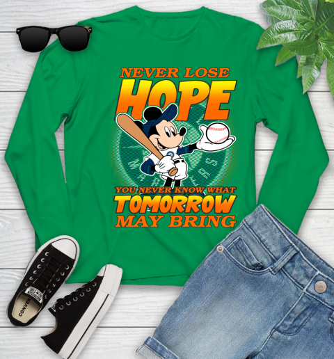 Seattle Mariners MLB Baseball Mickey Disney Never Lose Hope Youth Long Sleeve 7