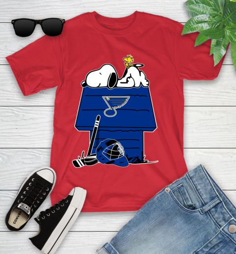 St.Louis Blues NHL Hockey Snoopy Woodstock The Peanuts Movie Youth T-Shirt 10