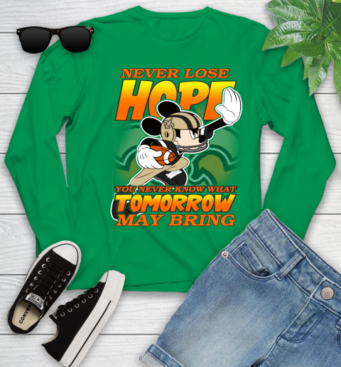 New Orleans Saints NFL Football Mickey Disney Never Lose Hope Youth Long Sleeve 7