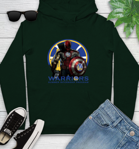 Golden State Warriors NBA Basketball Captain America Thor Spider Man Hawkeye Avengers Youth Hoodie 13