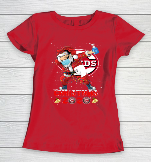 Cincinnati Reds Funny Santa Claus Dabbing Christmas 2020 MLB Women's T-Shirt 9