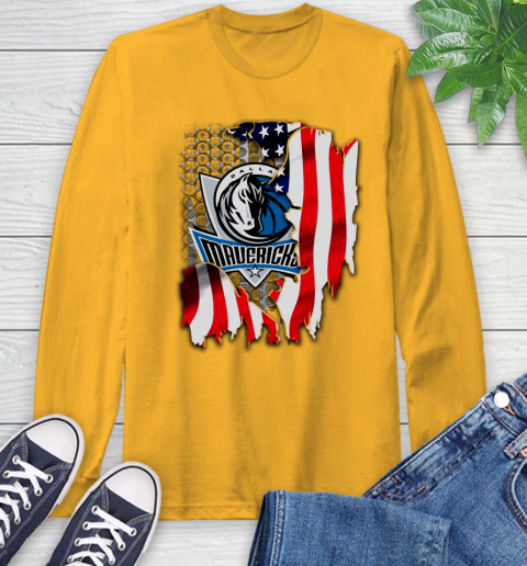Dallas Mavericks NBA Basketball American Flag Long Sleeve T-Shirt 2