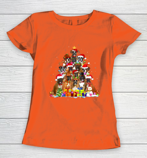 Christmas Pajama Boxer Tree Xmas Gifts Dog Dad Mom Women's T-Shirt 3