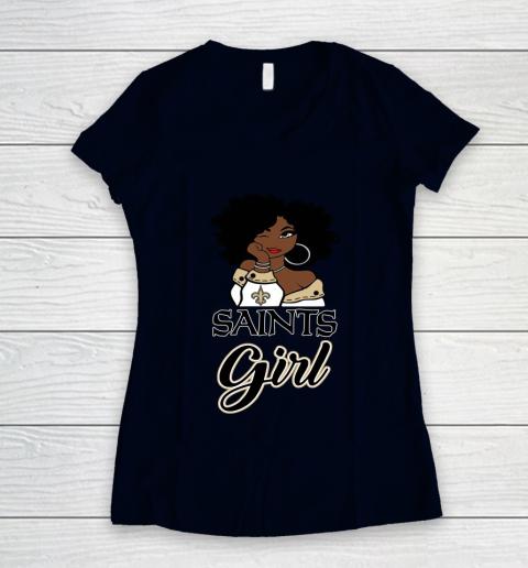 New Orleans Saints Girl NFL Women s V Neck T Shirt