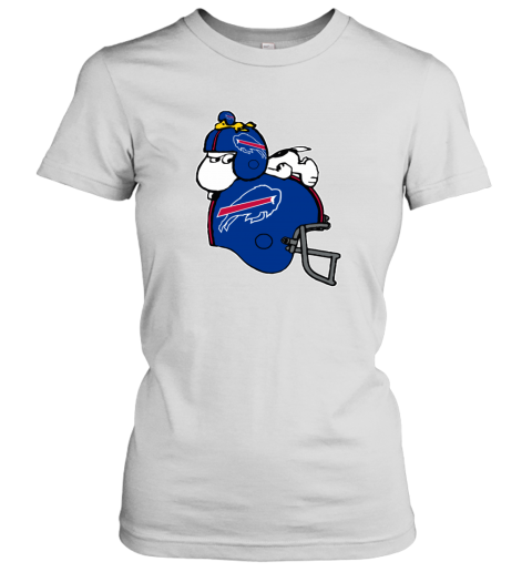 pyrm snoopy and woodstock resting on buffalo bills helmet ladies t shirt 20 front white