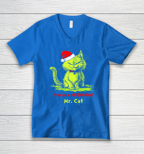 You're A Meow One Mr Cat Christmas V-Neck T-Shirt 4