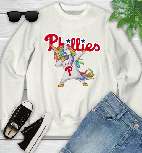 Philadelphia Phillies MLB Baseball Funny Unicorn Dabbing Sports Youth Sweatshirt