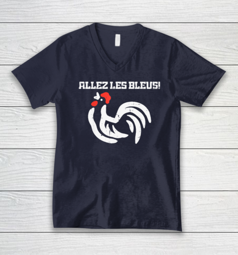 France Allez Les Bleus French Rooster Soccer V-Neck T-Shirt 2