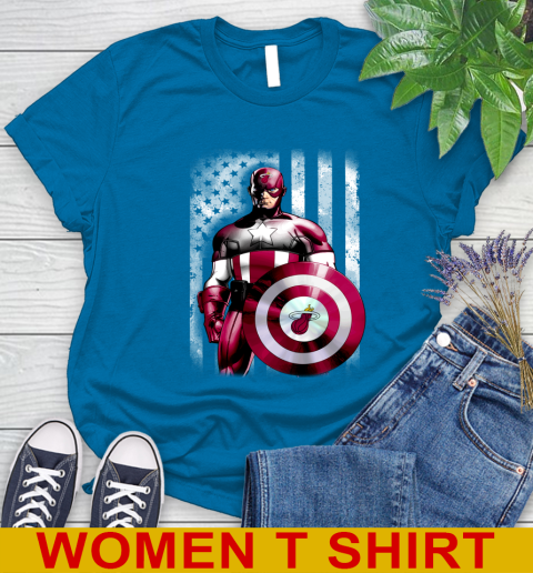 Miami Heat NBA Basketball Captain America Marvel Avengers American Flag Shirt Women's T-Shirt 8