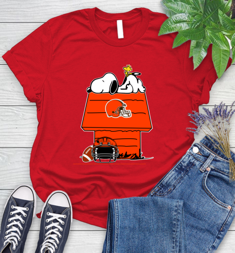 Cleveland Browns NFL Football Snoopy Woodstock The Peanuts Movie Women's T-Shirt 9