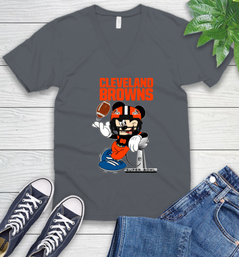 NFL Cleveland Browns Mickey Mouse Disney Super Bowl Football T Shirt V-Neck T-Shirt 15