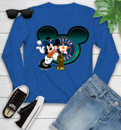 MLB Houston Astros The Commissioner's Trophy Mickey Mouse Disney Youth Long Sleeve 9