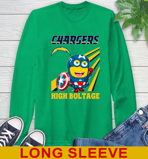NFL Football Los Angeles Chargers Captain America Marvel Avengers Minion Shirt Long Sleeve T-Shirt 8