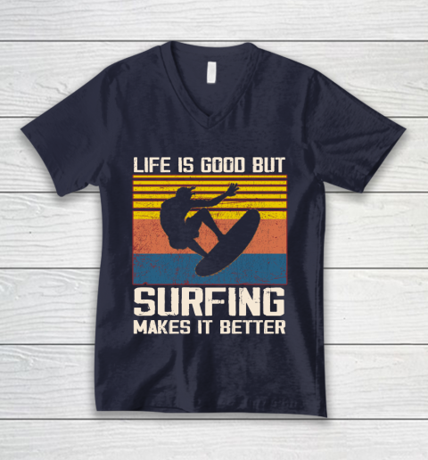 Life is good but Surfing makes it better V-Neck T-Shirt 2