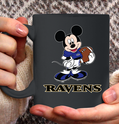 NFL Football Baltimore Ravens Cheerful Mickey Mouse Shirt Ceramic Mug 11oz