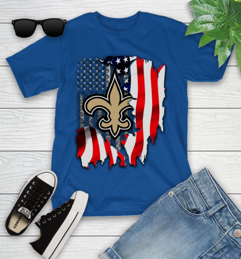 New Orleans Saints NFL Football American Flag Youth T-Shirt 12