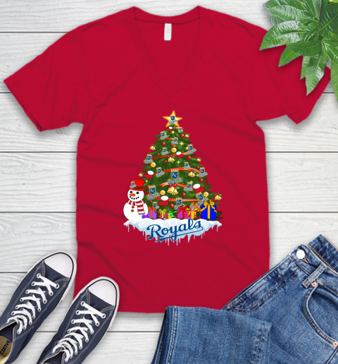 Kansas City Royals Merry Christmas MLB Baseball Sports V-Neck T-Shirt 7