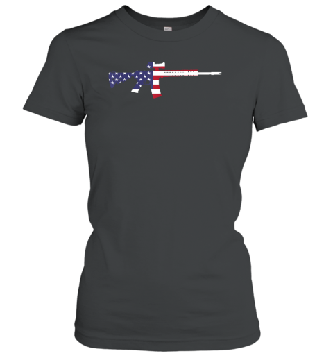 America Rifle MURICA Libertarian Conservative Gun USA Flag Women's T-Shirt