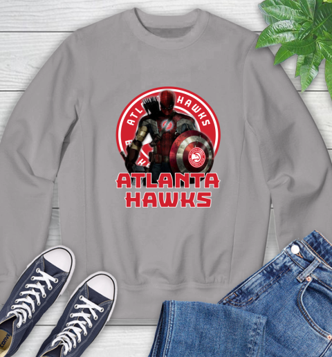 Atlanta Hawks NBA Basketball Captain America Thor Spider Man Hawkeye Avengers Sweatshirt 5