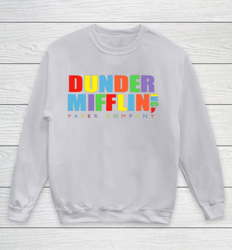 The Office Dunder Mifflin Rainbow Letters Youth Sweatshirt 3