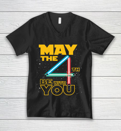 The 4th of May Be With You Galaxy Lightsaber Star Wars V-Neck T-Shirt