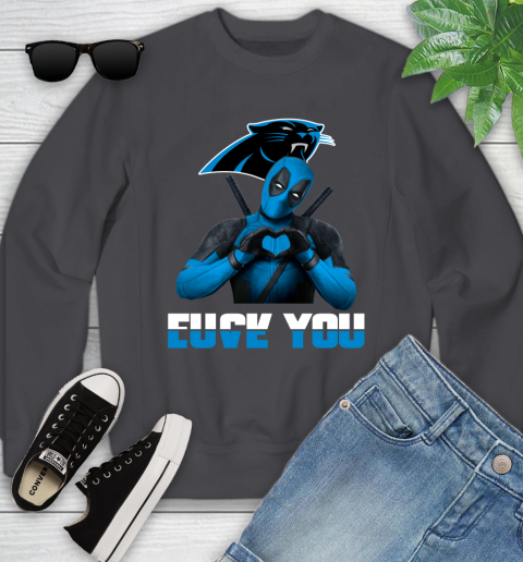 NHL Carolina Panthers Deadpool Love You Fuck You Football Sports Youth Sweatshirt 5